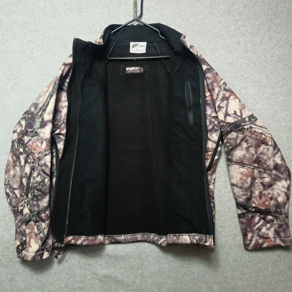 MOUNTAIN DEW Camo Softshell Jacket Mens 2XL Realtree Full Zip Fleece Lined